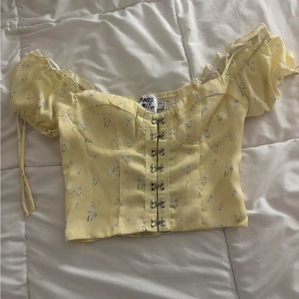 Princess Polly Light Yellow Floral Blouse